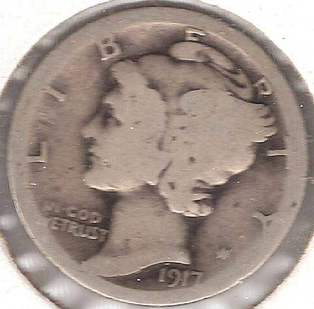 1917d Mercury Dime Obverse